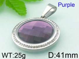 Stainless Steel Stone&Crystal Pendant