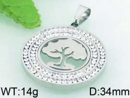 Stainless Steel Stone & Crystal Pendant