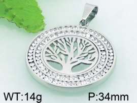 Stainless Steel Stone & Crystal Pendant