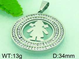 Stainless Steel Stone & Crystal Pendant