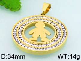 Stainless Steel Stone & Crystal Pendant