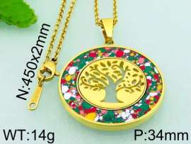 Stainless Steel Stone & Crystal Pendant