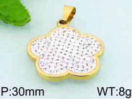 Stainless Steel Stone & Crystal Pendant
