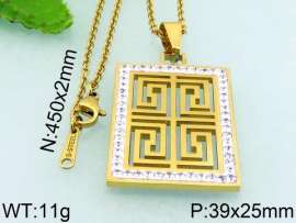 Stainless Steel Stone & Crystal Pendant