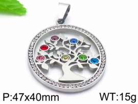 Stainless Steel Stone & Crystal Pendant