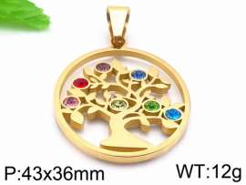 Stainless Steel Stone & Crystal Pendant