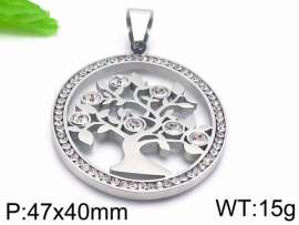 Stainless Steel Stone & Crystal Pendant
