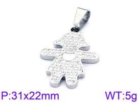 Stainless Steel Stone & Crystal Pendant