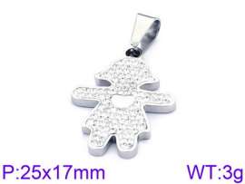 Stainless Steel Stone & Crystal Pendant
