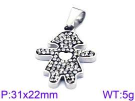 Stainless Steel Stone & Crystal Pendant