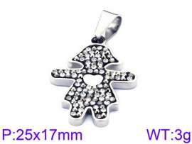Stainless Steel Stone & Crystal Pendant