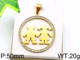 Stainless Steel Stone & Crystal Pendant