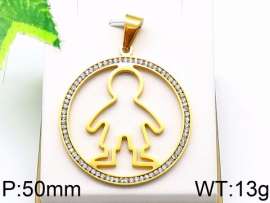 Stainless Steel Stone & Crystal Pendant