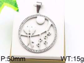 Stainless Steel Stone & Crystal Pendant