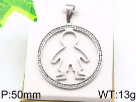 Stainless Steel Stone & Crystal Pendant