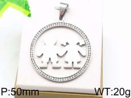 Stainless Steel Stone & Crystal Pendant