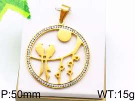 Stainless Steel Stone & Crystal Pendant