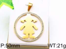 Stainless Steel Stone & Crystal Pendant
