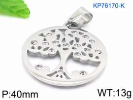 Stainless Steel Stone & Crystal Pendant